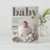 Boho Baby Magazine Birth Ankündigung (Stehend Vorderseite)