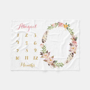 Boho Baby-Meilenstein-Monatsbaby-Decke Fleecedecke