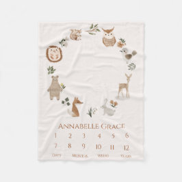 Boho Baby Milestone Woodland Animal Wreath Fleecedecke