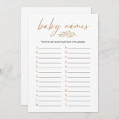 Boho Baby Names Baby Shower Game Programm (Vorne/Hinten)