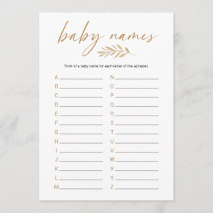 Boho Baby Names Baby Shower Game Programm