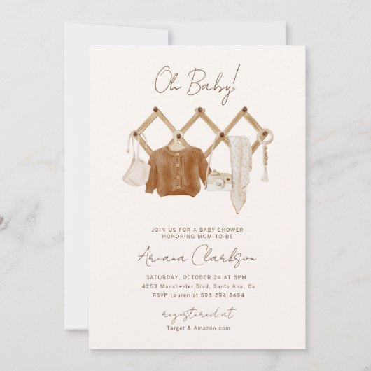 Boho Baby Neutral Dusche Einladung (Vorderseite)