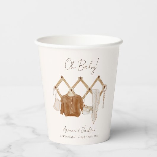 Boho Baby Neutral Dusche Pappbecher (Rückseite)