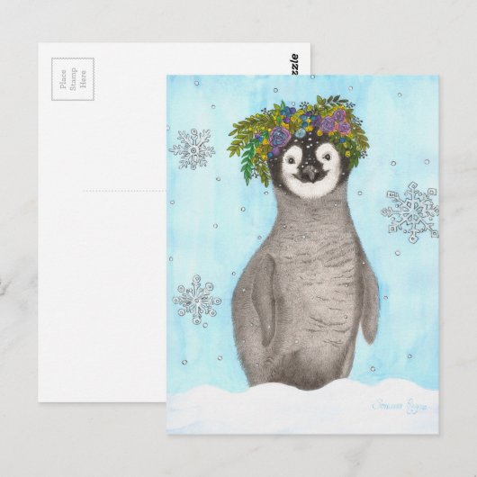Boho Baby Penguin Postkarte (Vorne/Hinten)