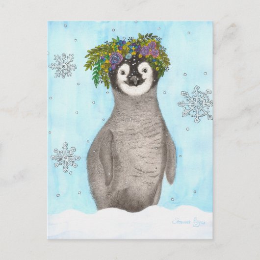 Boho Baby Penguin Postkarte (Vorderseite)