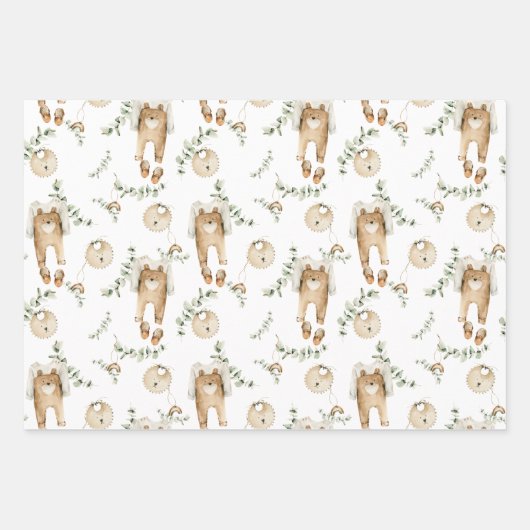 Boho Baby Rainbows Bibs Botanical Greenerenerity P Geschenkpapier Set (Vorderseite 3)