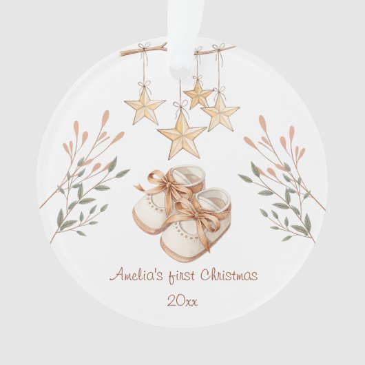 Boho Baby Shoes Personalisiert Weihnachten Ornament (Vorderseite)