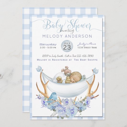 BOHO Baby Showboys Hammock Baby Einladung (Vorne/Hinten)