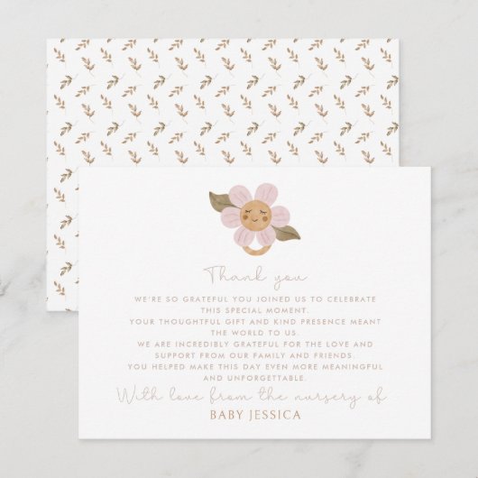 Boho Baby Showcard Dankeschön Karte - niedlich flo (Vorne/Hinten)