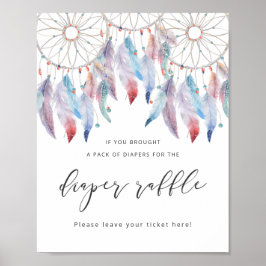 Boho Baby Showdiaper Raffle Sign Dreamcatcher Poster