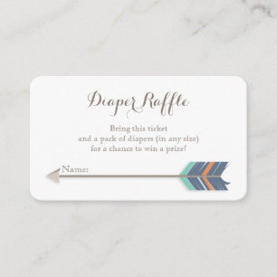 Boho Baby Showdiaper Raffle Ticket Navy Orange Begleitkarte
