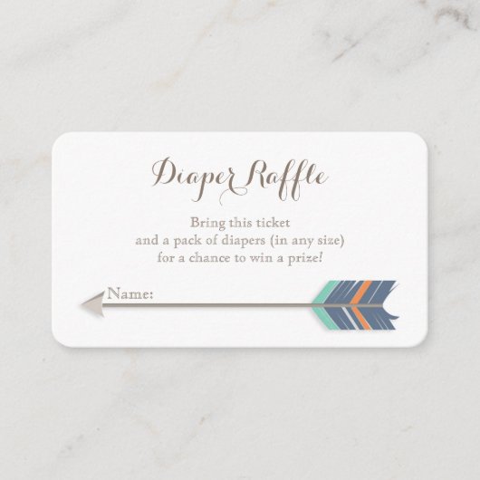 Boho Baby Showdiaper Raffle Ticket Navy Orange Begleitkarte (Vorderseite)