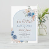 Boho Baby Shower Boy Einladung (Stehend Vorderseite)