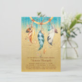 Boho Baby Shower Boy Girl Tribal Dream Catcher Einladung (Stehend Vorderseite)