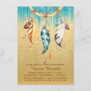 Boho Baby Shower Boy Girl Tribal Dream Catcher Einladung