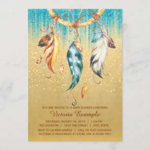 Boho Baby Shower Boy Girl Tribal Dream Catcher Einladung