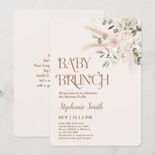 Boho Baby Shower Brunch Einladung (Vorne/Hinten)