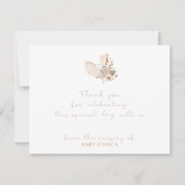 Boho Baby Shower Dankeschön Karte - Swan & Floral