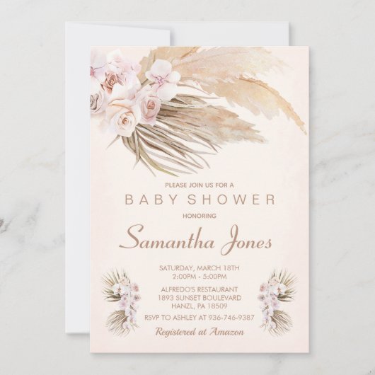 Boho Baby Shower Einladung (Vorderseite)