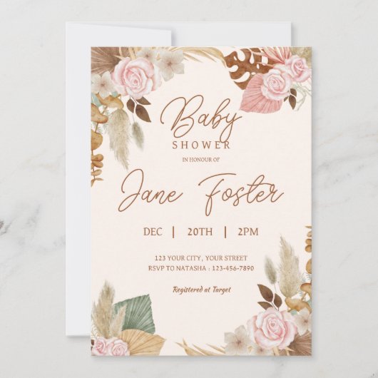 Boho Baby Shower Einladung (Vorderseite)