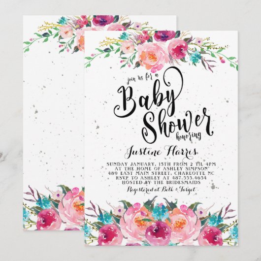 Boho Baby Shower Einladung (Vorne/Hinten)
