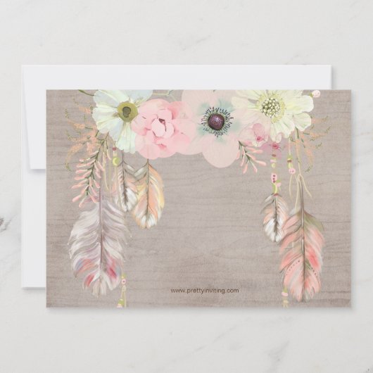 Boho Baby Shower Einladung, Dreamcatcher Rustikal Einladung (Rückseite)