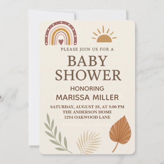 Boho-Baby-Shower-Einladung Einladung (Vorderseite)