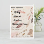 Boho-Baby-Shower-Einladung Einladung (Stehend Vorderseite)