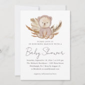 Boho Baby Shower Einladung mit Sweet Bear (Vorderseite)