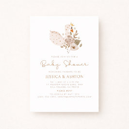Boho Baby Shower Einladung - Swan & Floral Design