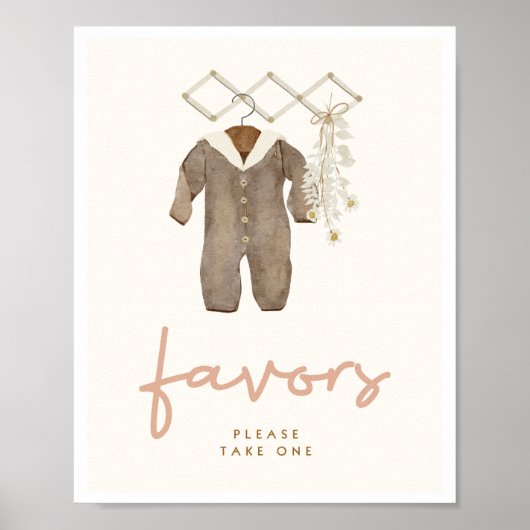 Boho Baby Shower favorisiert Schild (Vorne)