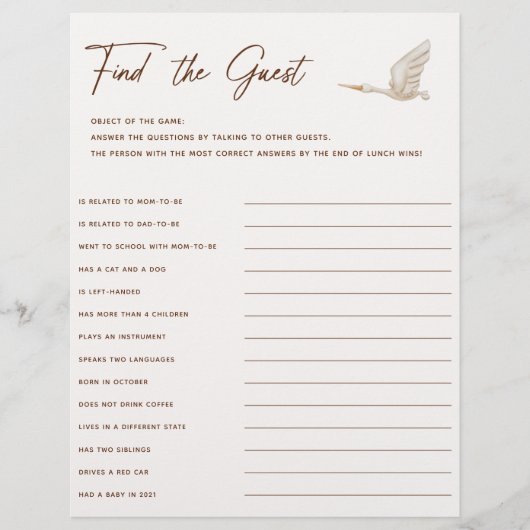 Boho Baby Shower findet das Game (Vorderseite)