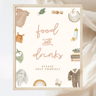 Boho Baby Shower Food & Drinks Unterschrift Poster