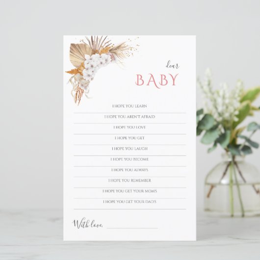 Boho Baby Shower Game Sehr geehrte Kinderkarte (Stehend Vorderseite)