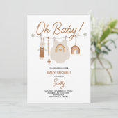 Boho Baby Shower Gender Neutral Einladung (Stehend Vorderseite)