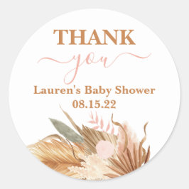 Boho Baby Shower Girl Classic Round Sticker