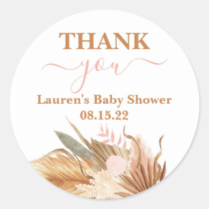 Boho Baby Shower Girl Classic Round Sticker