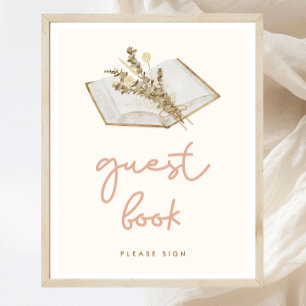 Boho Baby Shower Guest Book Sign Poster