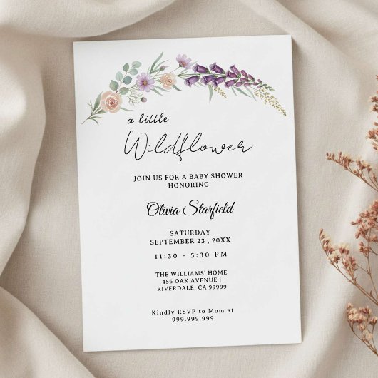 Boho Baby Shower Invitation Card Floral Watercolor Einladung
