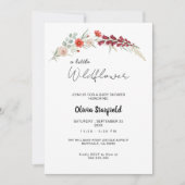 Boho Baby Shower Invitation red floral watercolor Einladung (Vorderseite)
