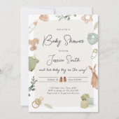 Boho Baby Shower Junge neutrale Kleidung rustikal Einladung (Vorderseite)
