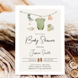 Boho Baby Shower Junge neutrale Kleidung rustikal Einladung