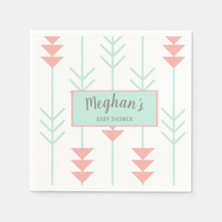 Boho Baby Shower | Minze Grün und Peach Arrow Serviette