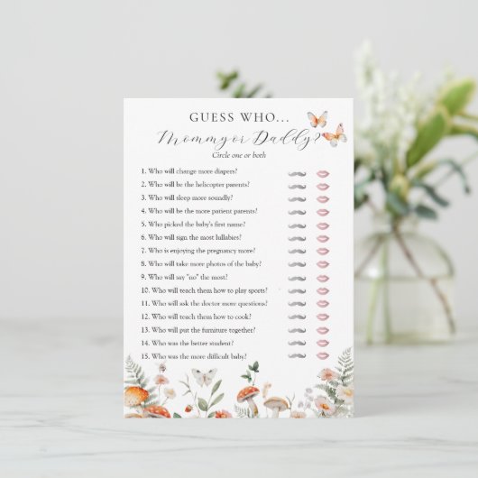 Boho Baby Shower Mommy oder Daddy Game Card Einladung (Stehend Vorderseite)