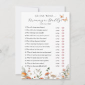 Boho Baby Shower Mommy oder Daddy Game Card Einladung (Vorderseite)