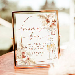 Boho Baby Shower Momosa Bar Sign | Pampas Grass Poster