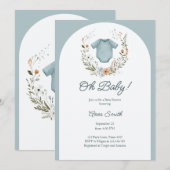 Boho Baby Shower Oh Baby Boy Garland Rustikal Einladung (Vorne/Hinten)