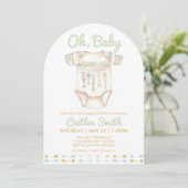 Boho Baby Shower Oh Baby Einladung (Stehend Vorderseite)