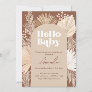 Boho-Baby-Shower-Pampas und getrocknete Palmen Einladung
