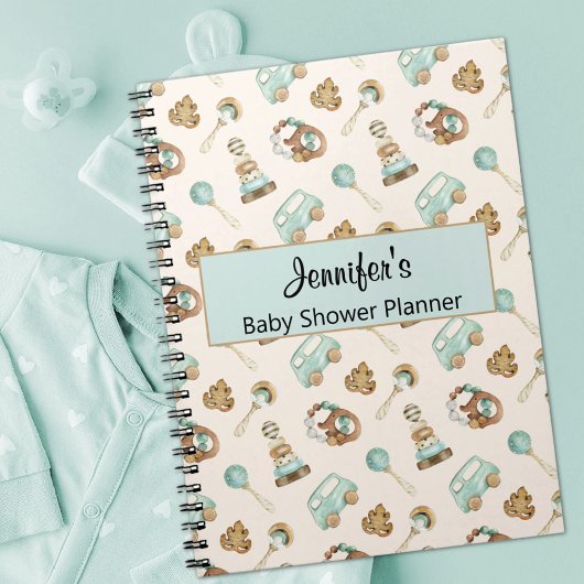 Boho Baby Shower Planner Vintage Spielzeuge Notizblock